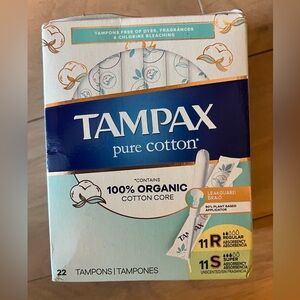 Tampax Pure Cotton Tampons 22 total 
11 regular 11 super absorbency